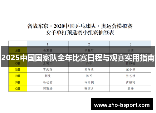 2025中国国家队全年比赛日程与观赛实用指南